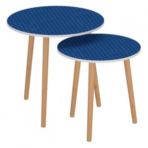 Set dvou příručních stolků, modrá / bílá, BRIX