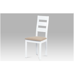Jídelní dřevěná židle LUCE – masiv buk, bílá, světlý potah