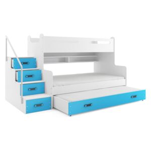 Patrová postel MAX 3 s přistýlkou včetně matrací (Modrá)