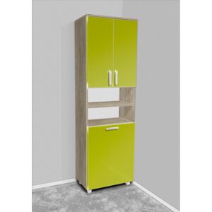 Nabytekmorava Vysoká koupelnová skříňka s košem K16 barva skříňky: dub stříbrný, barva dvířek: lemon lesk