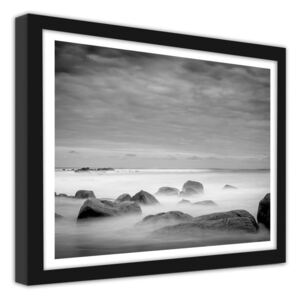 CARO Obraz v rámu - Stones In The Fog 40x30 cm Černá