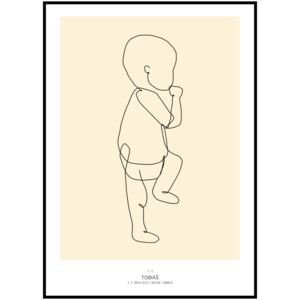Plakát Vaše miminko v životní velikosti 50 x 70 cm Barva pozadí: Žlutá, Ležící na: Levé straně, Varianta: Jedním tahem