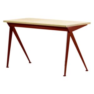 Vitra Stůl Compas Direction, solid natural oak top table/Japanese red base