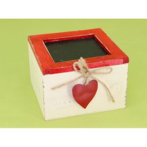 KLIA CZ, krabička SRDCE 12x12x7,5cm, červená, dřevo