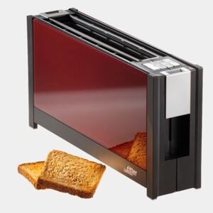 Ritter Volcano 5 červená / topinkovač / 950 W / 2 topinky / extra široký otvor / ohřev / rozmrazování / sklo (630.002)