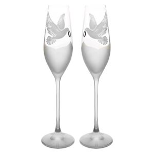 Sklenice na šampaňské Holubice (Pískované sklenice)
