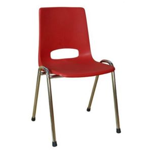 Plastová jídelní židle Pavlina Chrom, červená