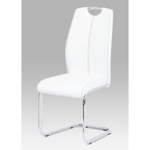 Autronic Jídelní židle, koženka bílá / chrom DCL-409 WT