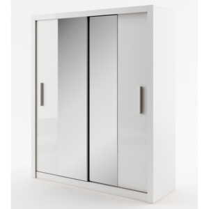 Šatní skříň s posuvnými dveřmi v bílé barvě se zrcadlem typ 03 KN343