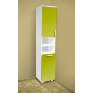 Nabytekmorava Vysoká koupelnová skříňka s košem K17 barva skříňky: bílá 113, barva dvířek: lemon lesk