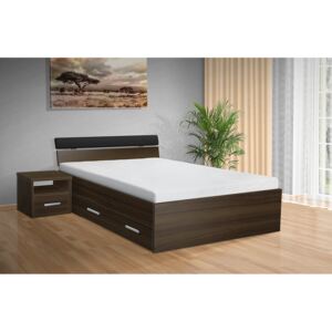 Nabytekmorava postel s úložným prostorem RAMI - M 140x200 cm barva lamina: Ořech 729, matrace: bez matrace