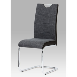 Autronic Jídelní židle, látka šedá / boky koženka černá / chrom HC-582 BK2