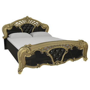 Manželská postel SAMSON + rošt + matrace MORAVIA, 180x200, černá lesk