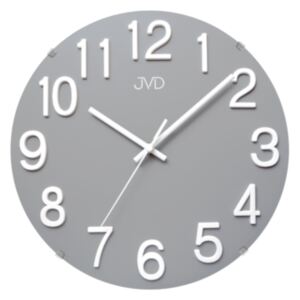 Skleněné kulaté čitelné nástěnné hodiny JVD HT98.6 (čitelné hodiny s vypouklým designovým sklem)