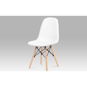 Jídelní židle bílý hladký plast / natural CT-718 WT1