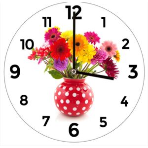 Postershop Nástěnné skleněné hodiny: Květiny - 34 cm