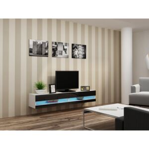 Televizní stolek VIGO NEW 180, bílo/černý (Moderní závěsný televizní)