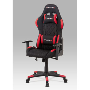 Autronic Kancelářská židle, červená látka, houpací mech, kříž plast KA-V606 RED