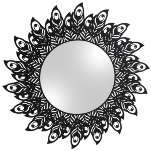 Nástěnné zrcadlo s rámem v černé barvě PT LIVING Peacock Feathers, 60 x 30 cm