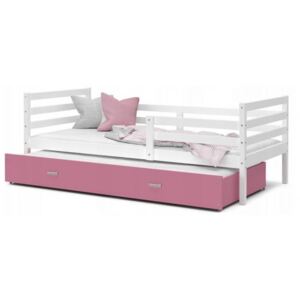 Dětská postel s přistýlkou JACEK P2 barevný 90x200 Barva ostatních dílů: Růžová, Barva konstrukce: Bílá