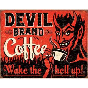 Plechová cedule: Devil Brand Coffee - 30x40 cm