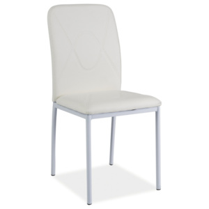 Jídelní čalouněná židle v bílé barvě na kovové konstrukci KN1074