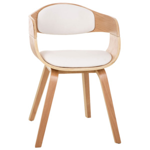 Jídelní židle s čalouněním v bílé ekokůži s dřevěnou konstrukcí SET 2 ks DO055