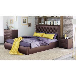 Čalouněná postel s úložným prostorem BEATRICE 180x200 - hnědá
