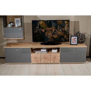 TV stolek Markus 200 - šedý lesk/dub sanremo