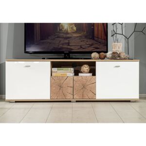 TV stolek Markus 140 - bílý lesk/dub sanremo