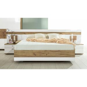 Manželská postel FIJI 160x200cm - bílá/dub san remo