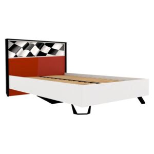 Dětská postel FORMULA 120x200cm - bílá/červená/rock