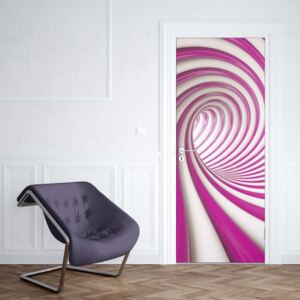 GLIX Fototapeta na dveře - 3D Swirl Tunnel Pink And White | 91x211 cm