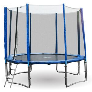 Modrá 4UPVC trampolína 305 cm s ochrannou sítí + žebřík + krycí plachta