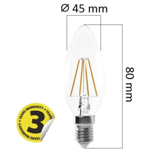 Retro LED žárovka E14 4W 465lm denní, filament, ekvivalent 40W