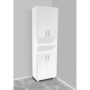 Nabytekmorava Vysoká koupelnová skříňka K15 barva skříňky: bílá 113, barva dvířek: bílá lamino