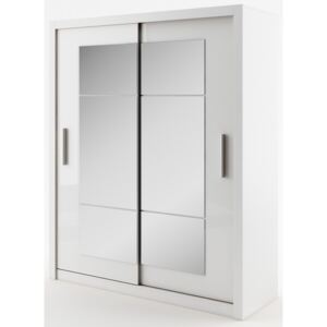 Šatní skříň se zrcadlem a posuvnými dveřmi Ideal ID 02 bílá