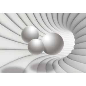 Postershop Fototapeta vliesová: 3D tunel (bílý) - 184x254 cm