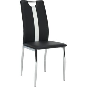 Tempo Kondela Židle, černá / bílá ekokůže + chrom nohy, SIGNA