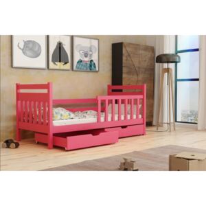 Dětská postel se šuplíky 90x190 KASANDRA - růžová