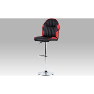 Autronic Barová židle AUB-610 RED, koženka černá + červená / chrom