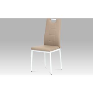 Autronic Jídelní židle AC-1230 CAP koženka cappuccino / bílý lak
