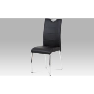 Autronic Jídelní židle černá koženka / chrom HC-585 BK