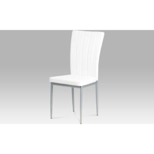 Autronic Jídelní židle AC-1287 WT koženka bílá / šedý lak