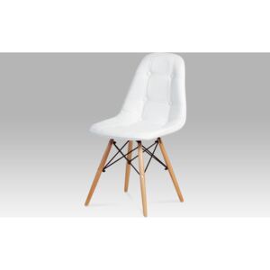 Autronic Jídelní židle, koženka bílá / masiv buk CT-720 WT1
