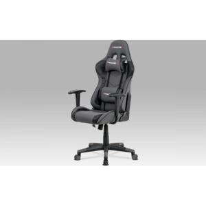 Autronic Kancelářská židle, šedá látka + černá ekokůže, houpací mech., plastový kříž KA-V608 GREY