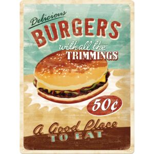 Nostalgic Art Plechová cedule: Burgers - 40x30 cm