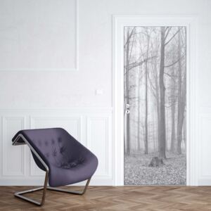 GLIX Fototapeta na dveře - Black And White Misty Forest | 91x211 cm