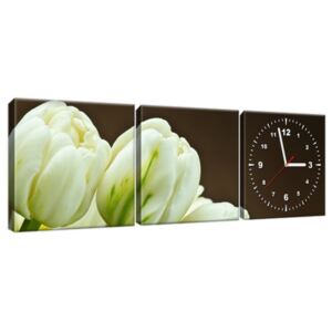 Obraz s hodinami Okouzlující bílé tulipány 90x30cm ZP1257A_3A
