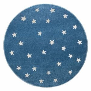 Modrý kulatý koberec s hvězdami KICOTI Stars, ø 80 cm